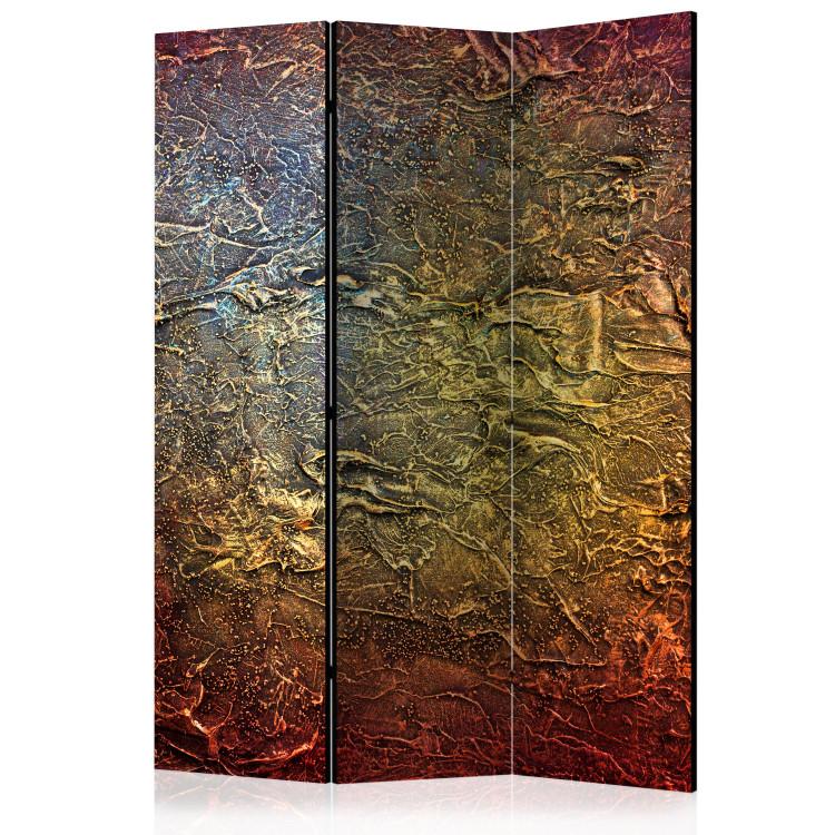Room Divider Red Gold (3-piece) - abstraction with irregular texture