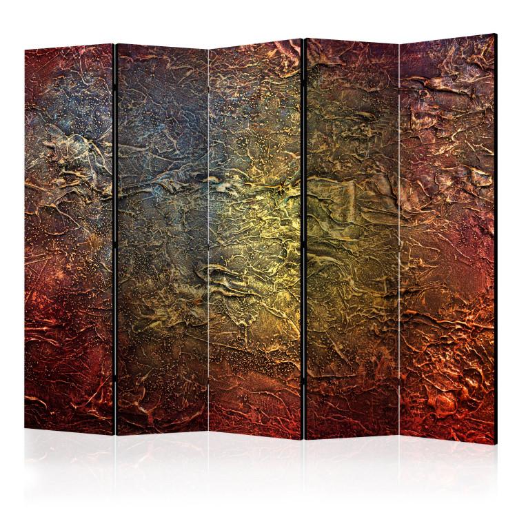 Room Divider Red Gold II (5-piece) - abstraction in warm tones