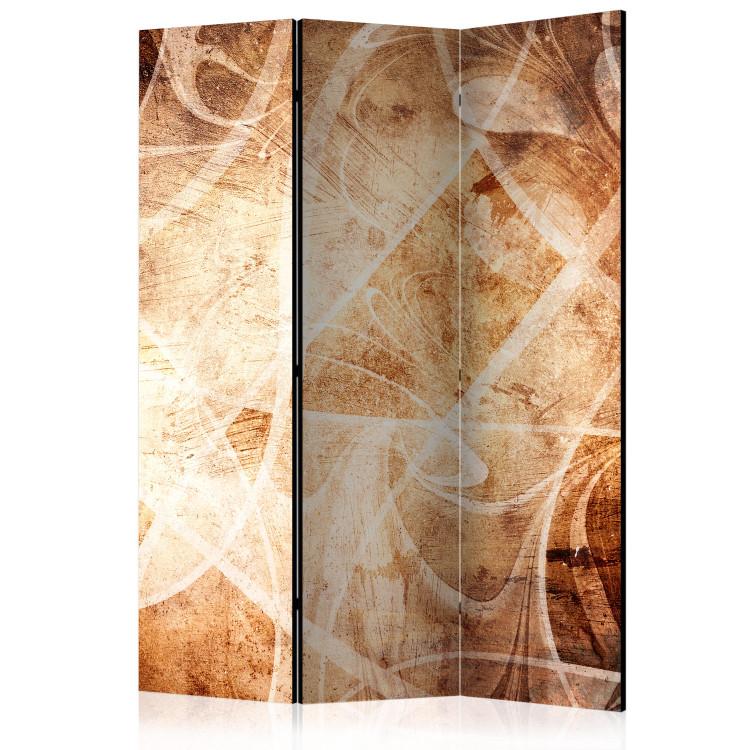 Room Divider Brown Texture (3-piece) - abstraction in warm tones