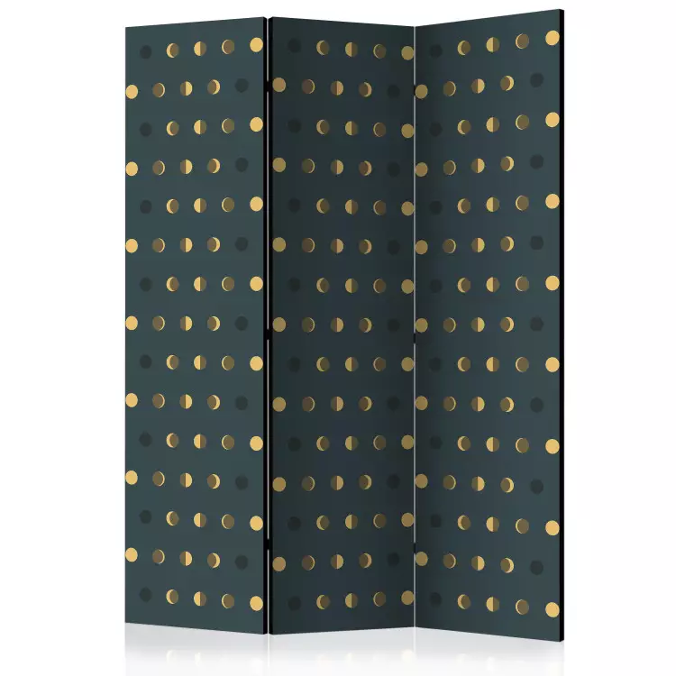 Room Divider Dots (3-piece) - pattern with gold-black dots and dark background