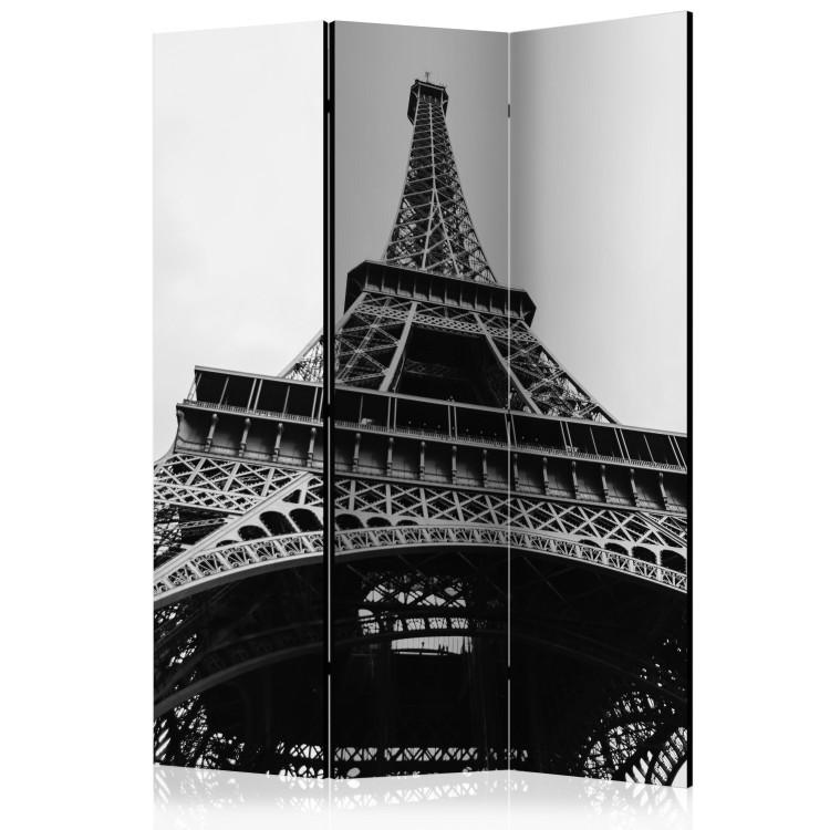 Room Divider Parisian Giant (3-piece) - black and white Eiffel Tower against the sky
