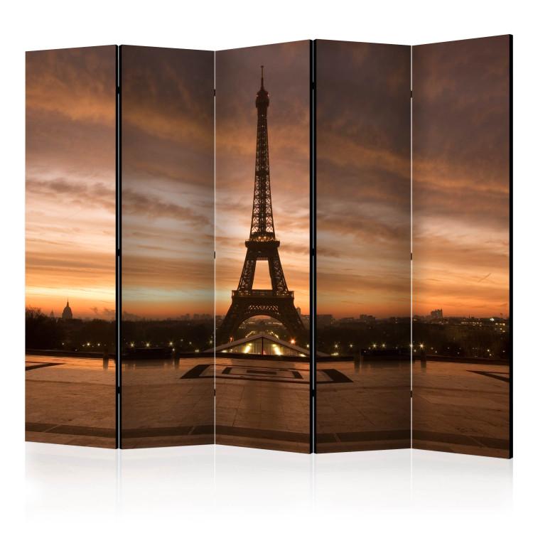 Room Divider Evening Colors of Paris II (5-piece) - Eiffel Tower against the sky