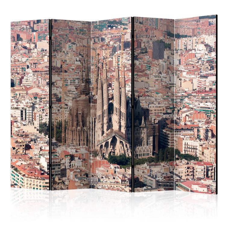 Room Divider Heart of Barcelona II (5-piece) - panorama with city architecture