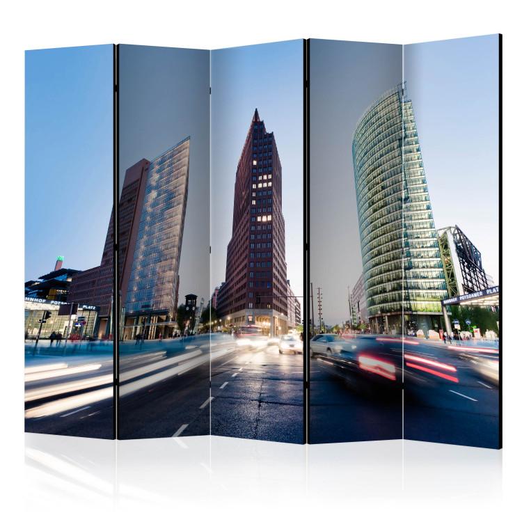 Room Divider Urban Tempo II (5-piece) - rushing cars against the backdrop of skyscrapers