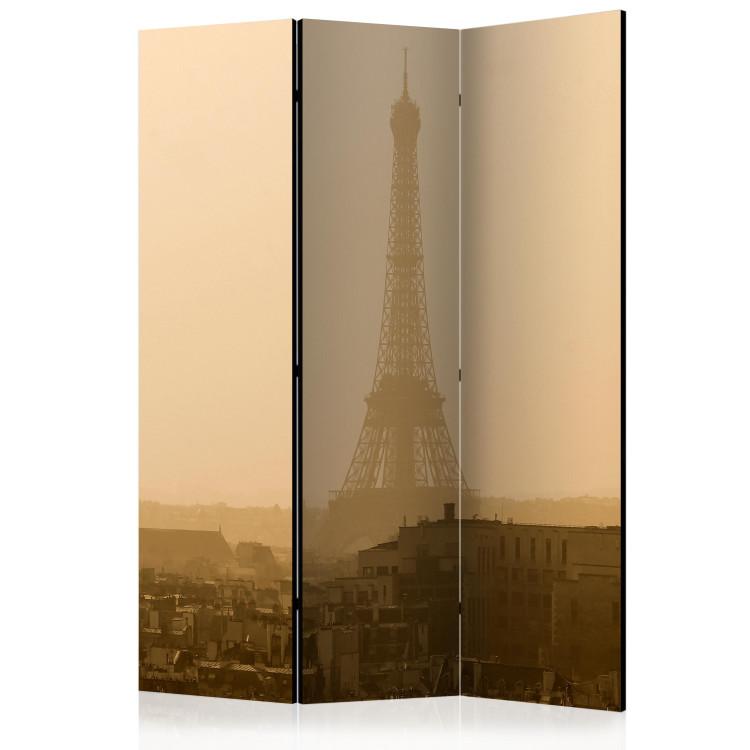 Room Divider Paris at Dawn (3-piece) - Eiffel Tower against the misty sky