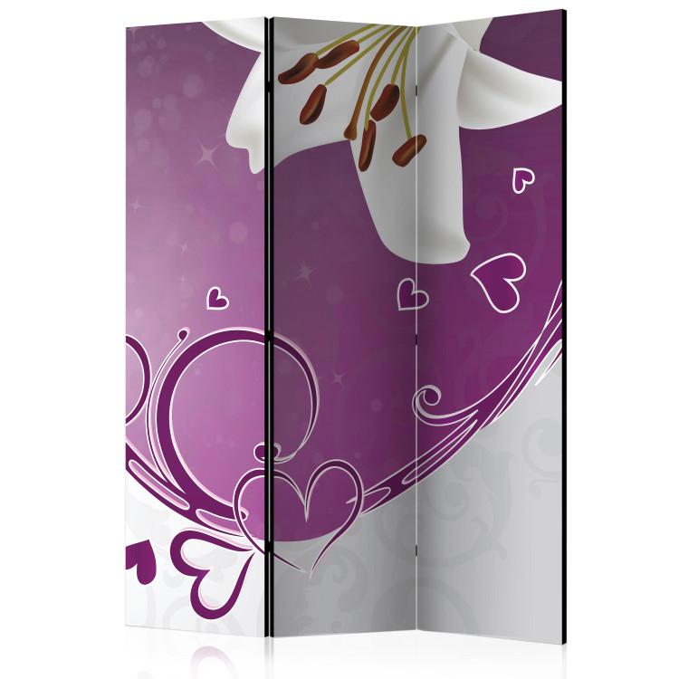Room Divider Melody of Love (3-piece) - romantic abstraction in hearts and lilies