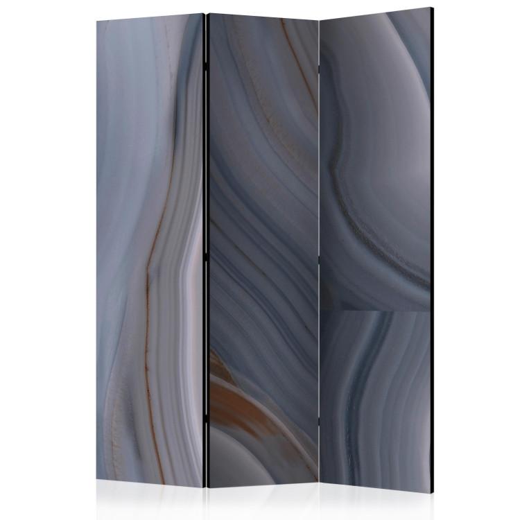 Room Divider Sea Current (3-piece) - marble abstraction in shades of gray