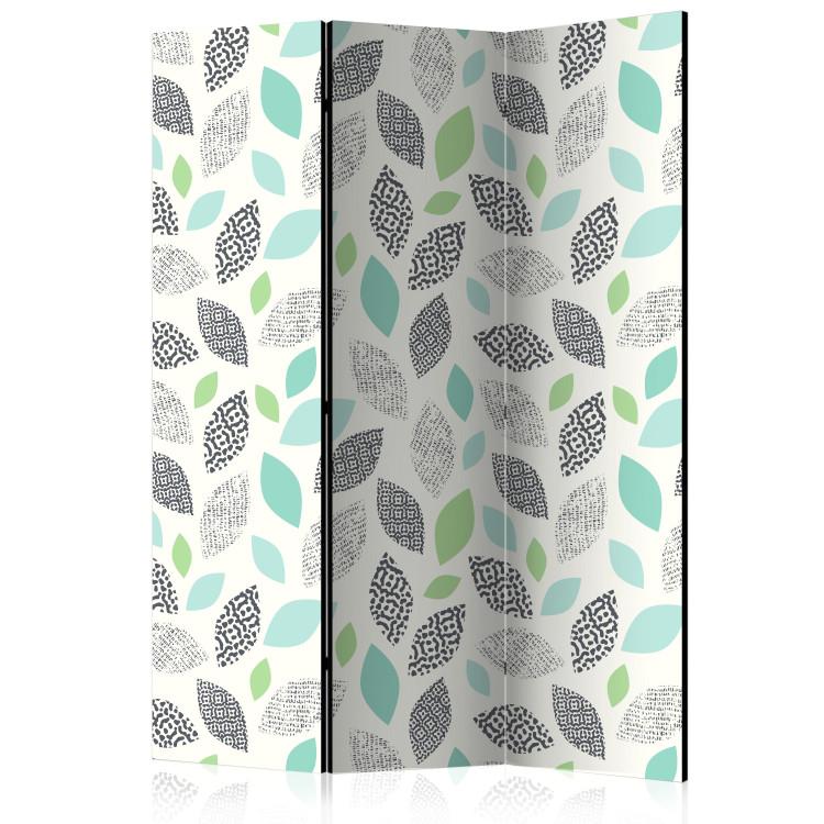 Room Divider Patterned Leaves (3-piece) - abstract colorful composition