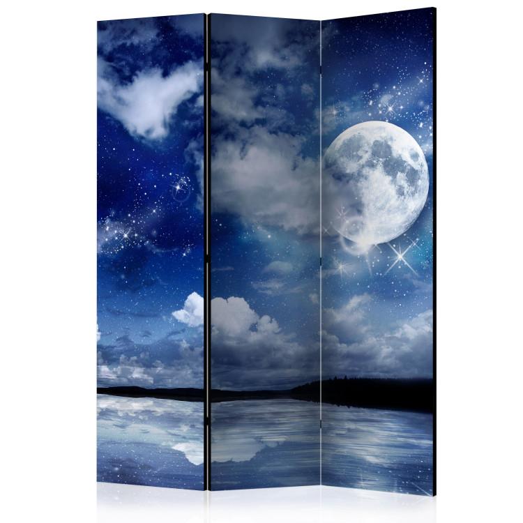 Room Divider Magical Night (3-piece) - seascape in the glow of stars and moon