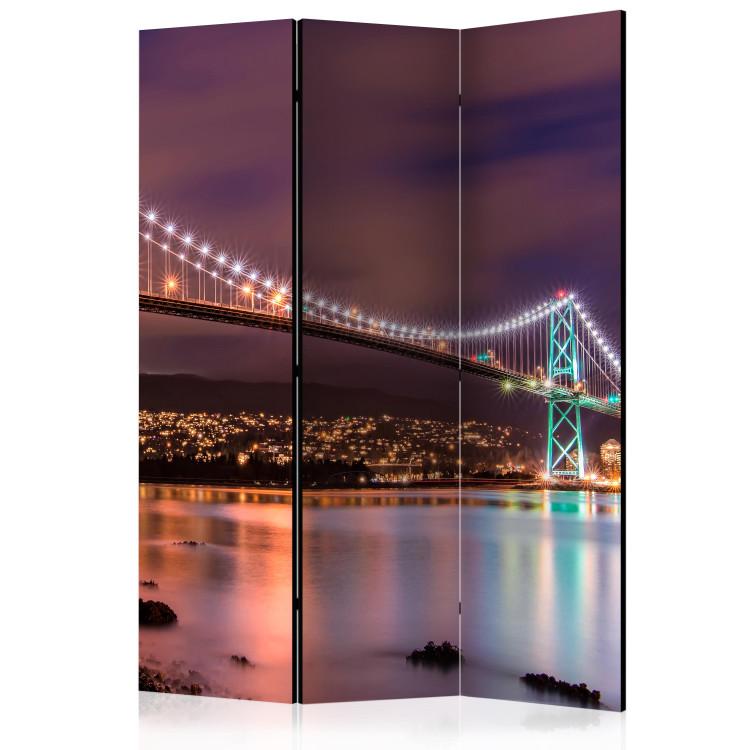 Room Divider Moonlight over the City (3-piece) - architecture against the night sky