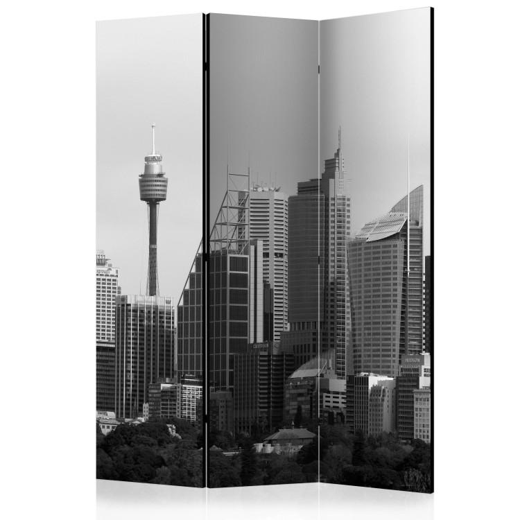 Room Divider Sydney Skyscrapers (3-piece) - view of black and white architecture