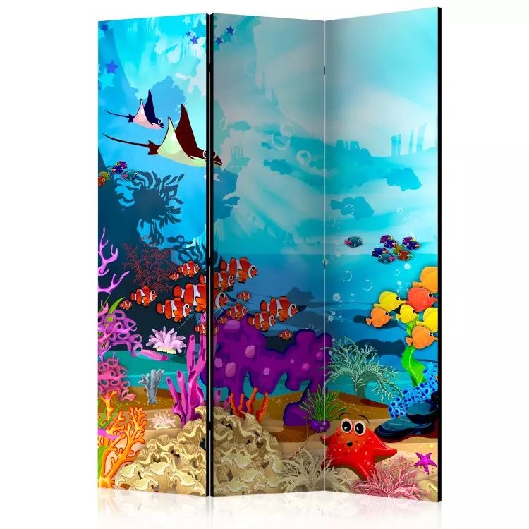 Room Divider Colorful Fish (3-piece) - cheerful colorful composition for children