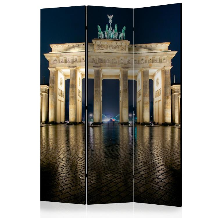 Room Divider Berlin by Night (3-piece) - historic Brandenburg Gate after dark