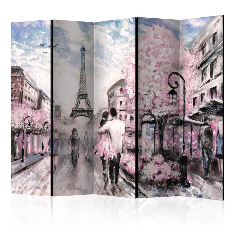 Room Divider Spring Landscape (5-piece) - romantic scene from the center of Paris
