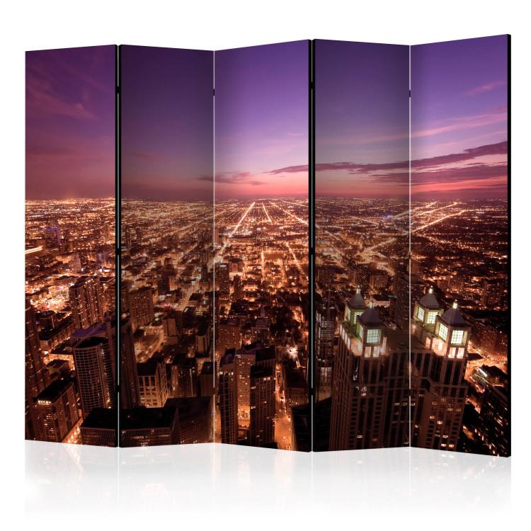 Room Divider Chicago Skyline II (5-piece) - night sky over the sleeping city