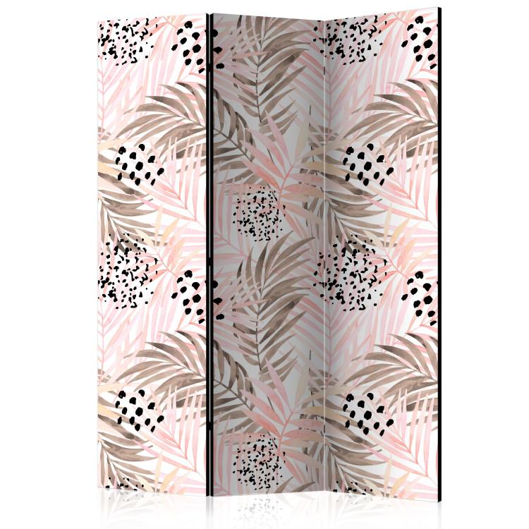 Room Divider Pink Palms (3-piece) - pattern of tropical leaves with a hint of bronze
