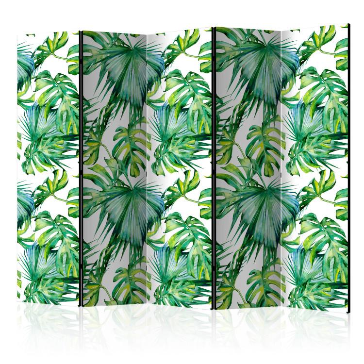 Room Divider Jungle Leaves II (5-piece) - pattern of tropical green plants