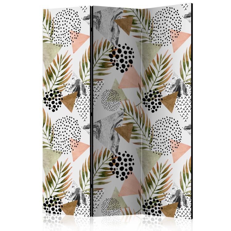 Room Divider Tropical Geometry (3-piece) - composition with plant motif
