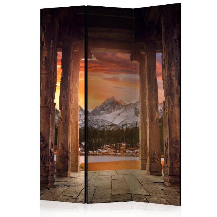 Room Divider Trails of Rocky Temples (3-piece) - mountain landscape of India