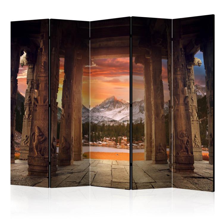Room Divider Trails of Rocky Temples II (5-piece) - view of mountain landscape