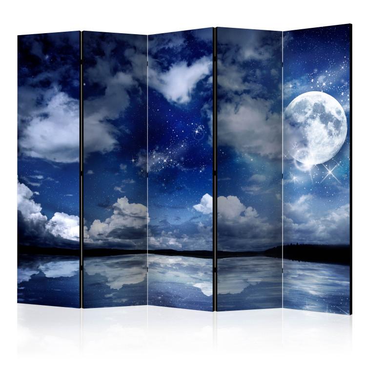 Room Divider Magical Night II (5-piece) - starry sky and clouds over the water
