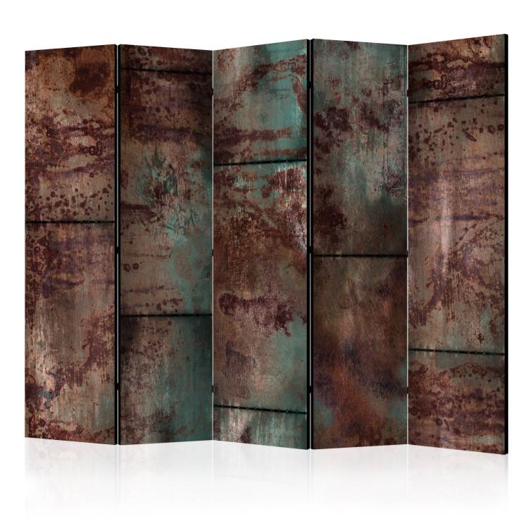 Room Divider Dark Metal II (5-piece) - retro metal in browns and turquoises
