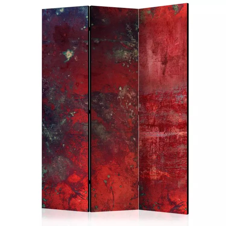 Room Divider Red Concrete (3-piece) - irregular background with a crimson touch