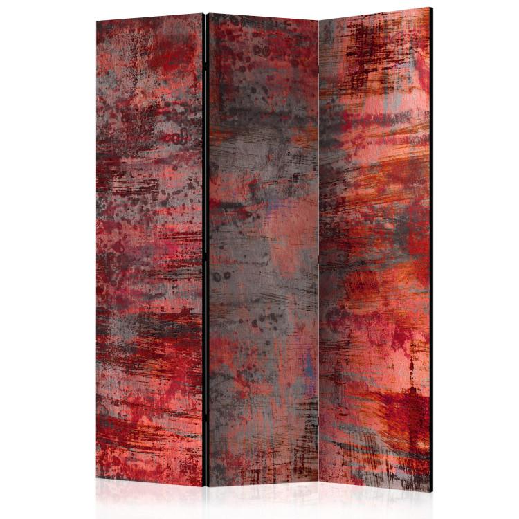 Room Divider Red Metal (3-piece) - composition with irregular texture