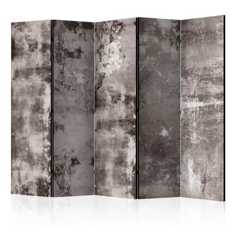 Room Divider Old Plaster II (5-piece) - composition with a texture of gray concrete