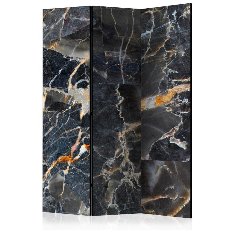 Room Divider Black Marble (3-piece) - dark composition with a stone texture