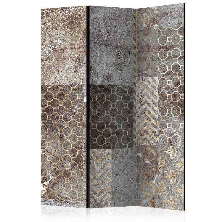 Room Divider Geometric Textures (3-piece) - composition in shades of brown