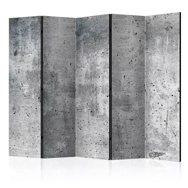 Room Divider Fresh Concrete II (5-piece) - industrial background in shades of gray