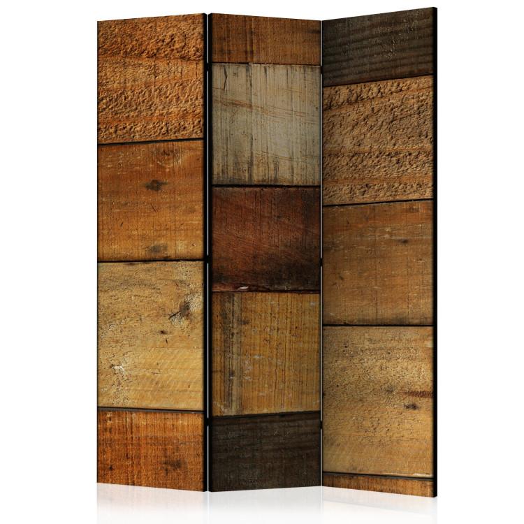 Room Divider Wooden Textures (3-piece) - composition in warm colors