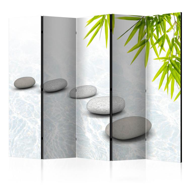 Room Divider Stoic Calm II (5-piece) - oriental composition with stones