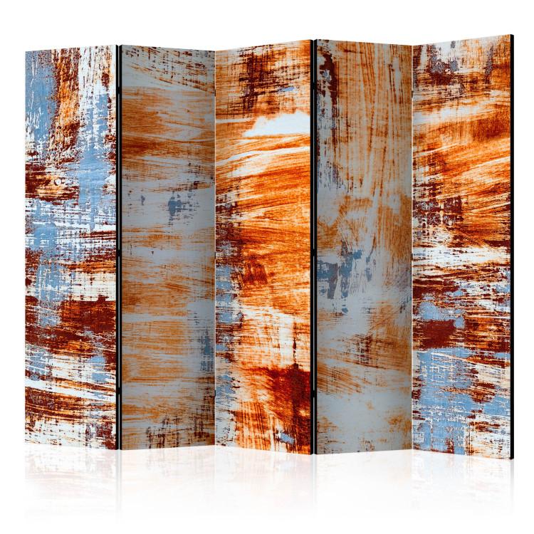 Room Divider Corrosion II (5-piece) - composition with a worn metal texture