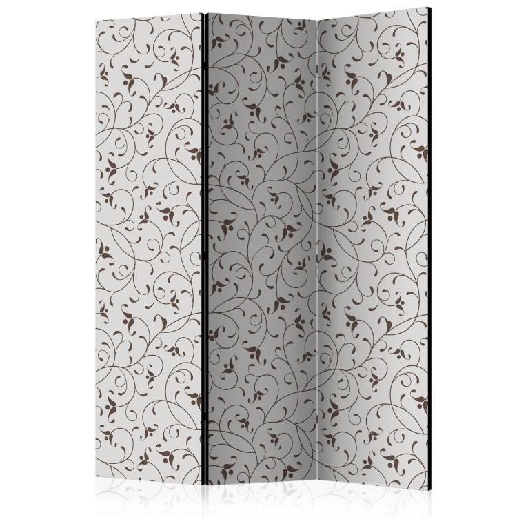 Room Divider Black Branches (3-piece) - pattern in floral ornaments on a light background