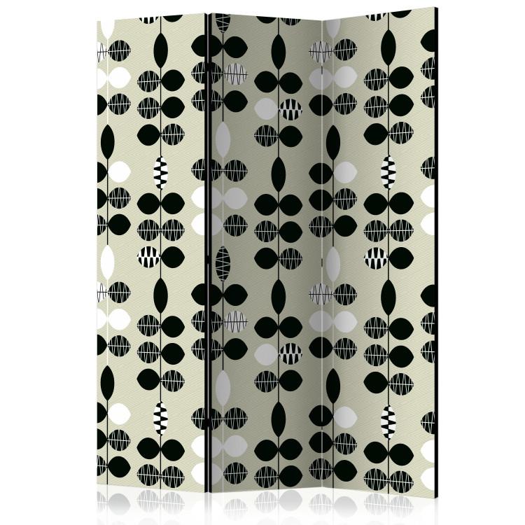 Room Divider Black and White Dots (3-piece) - geometric pattern on a light background
