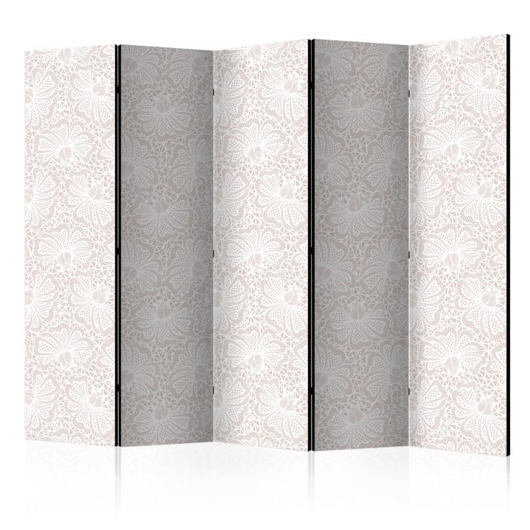 Room Divider Knitted Decorations II (5-piece) - light beige background with a plant motif