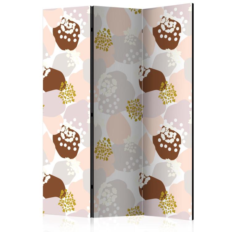 Room Divider Spots (3-piece) - abstraction in browns and beiges with a touch of gold
