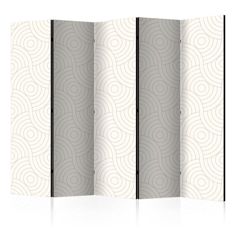 Room Divider Rollers II (5-piece) - geometric brown pattern on a beige background