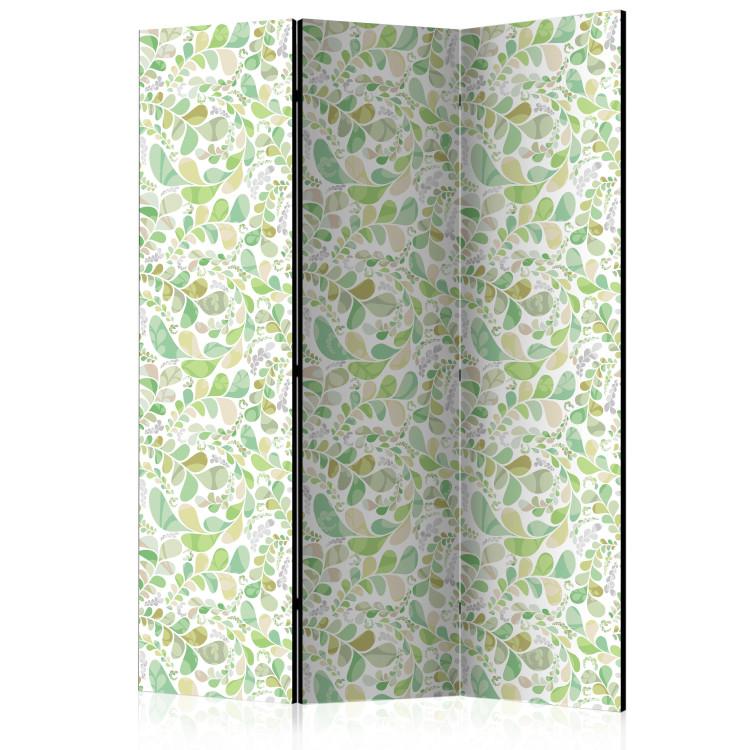 Room Divider Plant Stained Glass (3-piece) - abstraction filled with green leaves