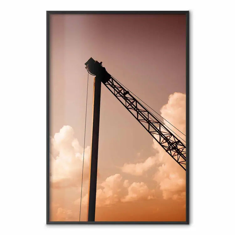 Cloud Arrangement - landscape of orange sky with construction crane