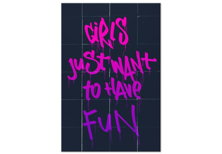 Canvas Print Girls want to have fun - English inscription in pink and purple