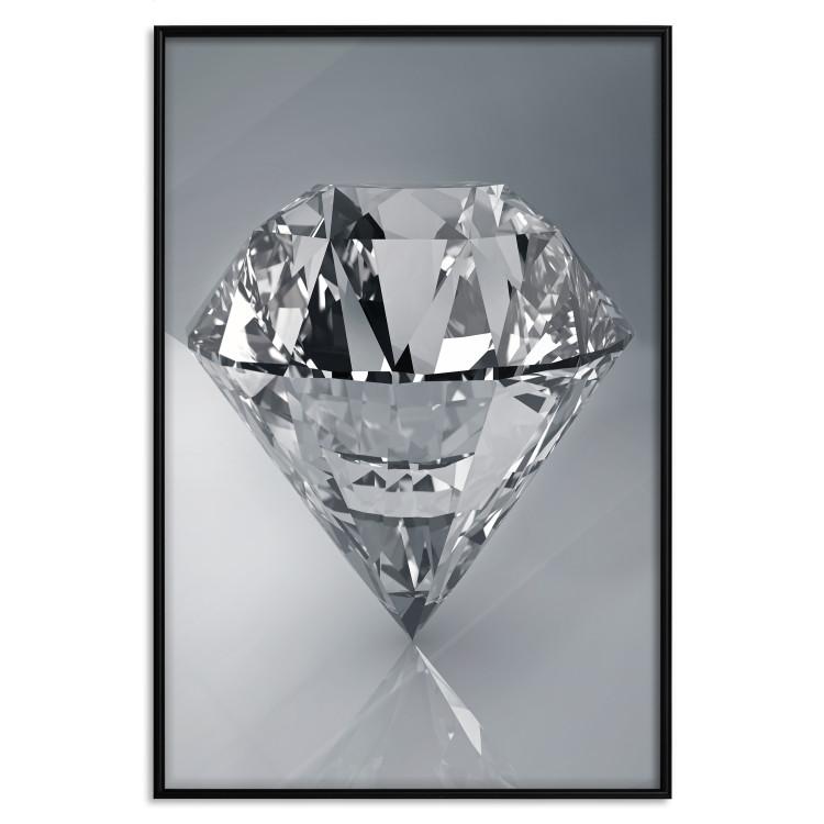 Poster Symbols of Winter - shining diamond-shaped crystal on gray background
