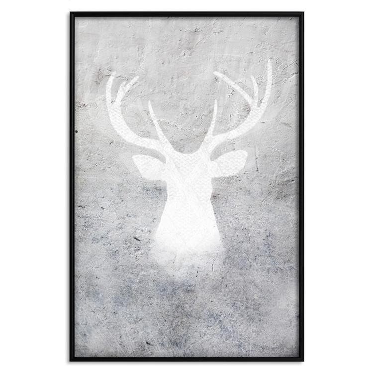 Poster Noble Stag - lighter shade of deer on gray concrete texture