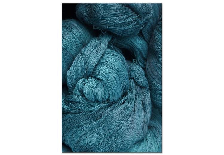 Canvas Print River of wool - an abstract depicting weave of turquoise yarns