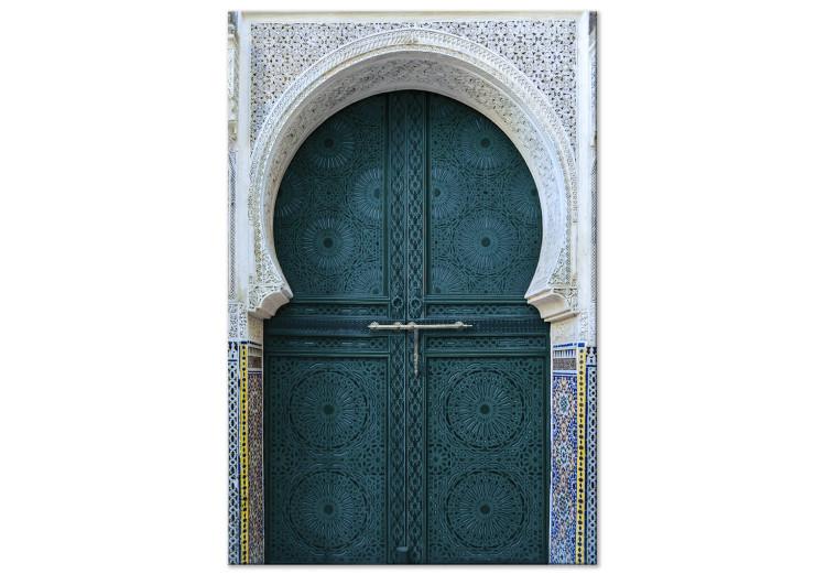 Canvas Print Moroccan, turquoise doors - a photograph of ethnic architecture