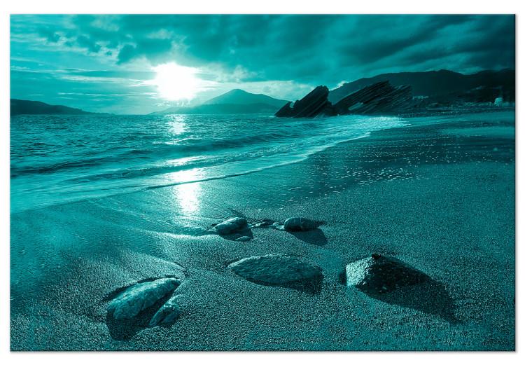 Canvas Print Sunset in turquoise - sea landscape with a sandy beach