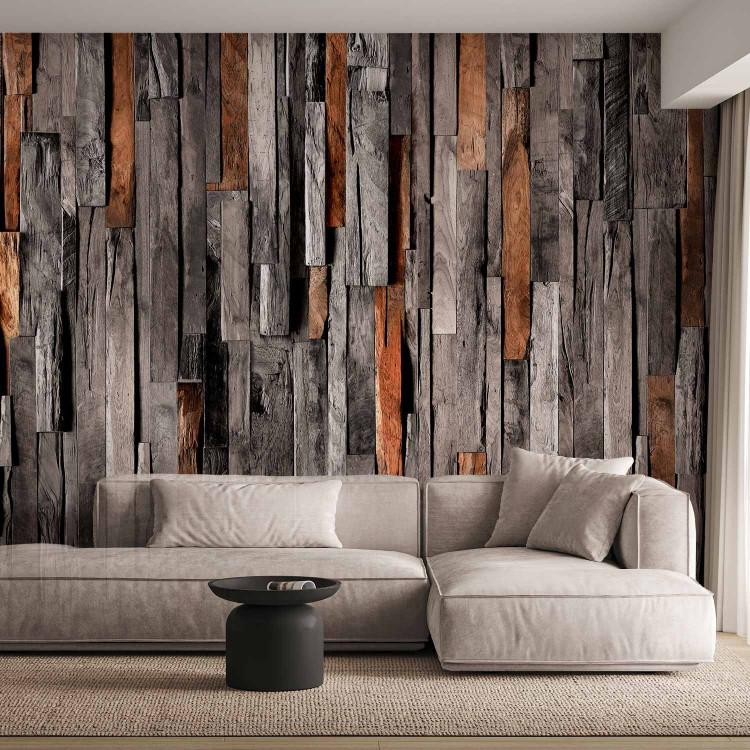 Wall Mural Wooden wall - a composition resembling vertically arranged boards