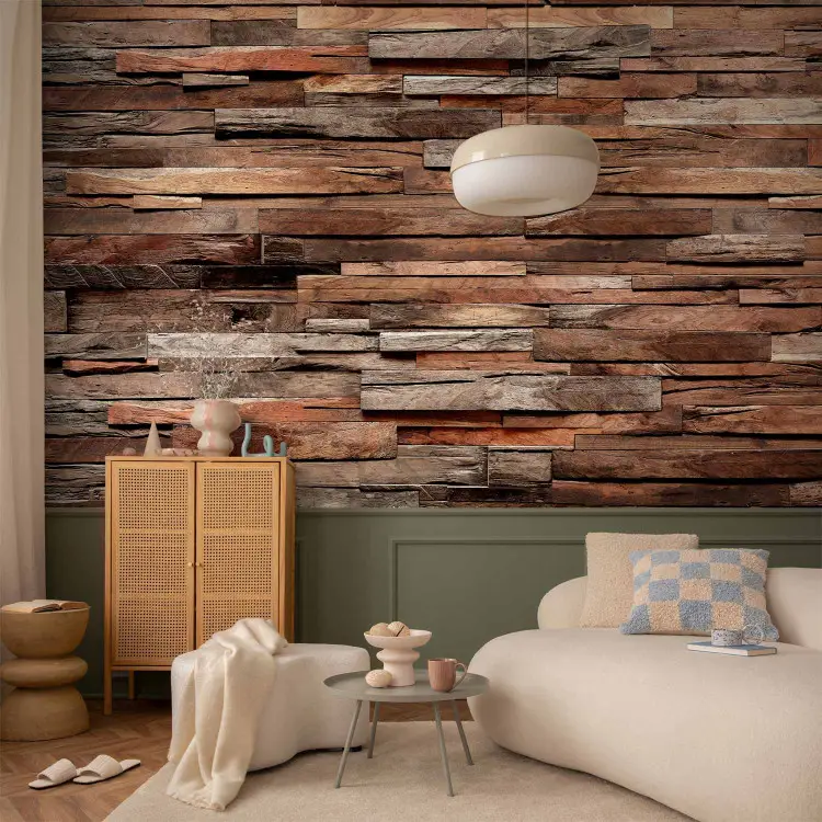 Cedar Scent Brown - Wooden wall of planks nailed side by side